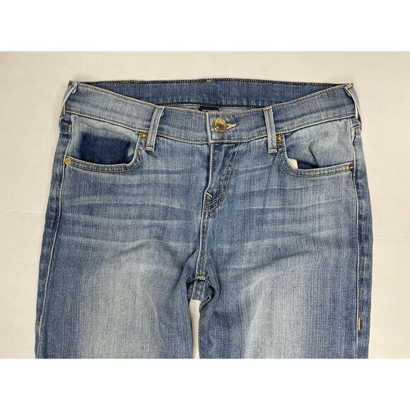 True Religion Jeans Womens 28 Relaxed Straight Distressed Ombre Raw Hem USA Y2K - Picture 4 of 15